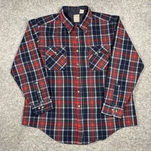 Vintage Outdoor Exchange Plaid Flannel Button Up Mens‎ XL Blue Red Acrylic